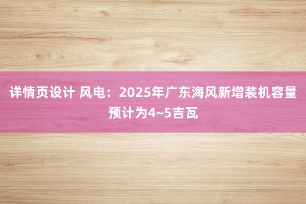 详情页设计 风电：2025年广东海风新增装机容量预计为4~5吉瓦