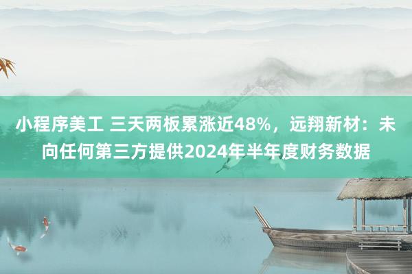 小程序美工 三天两板累涨近48%，远翔新材：未向任何第三方提供2024年半年度财务数据