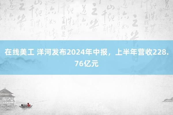 在线美工 洋河发布2024年中报，上半年营收228.76亿元